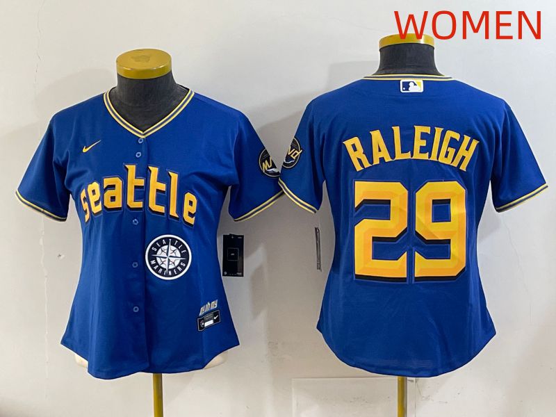 Women 2025 Seattle Mariners 29 Raleigh Blue City Edition Nike MLB Jersey style 10